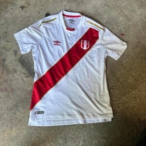 Umbro Official Peru white and red jersey with left & right chest embroidery